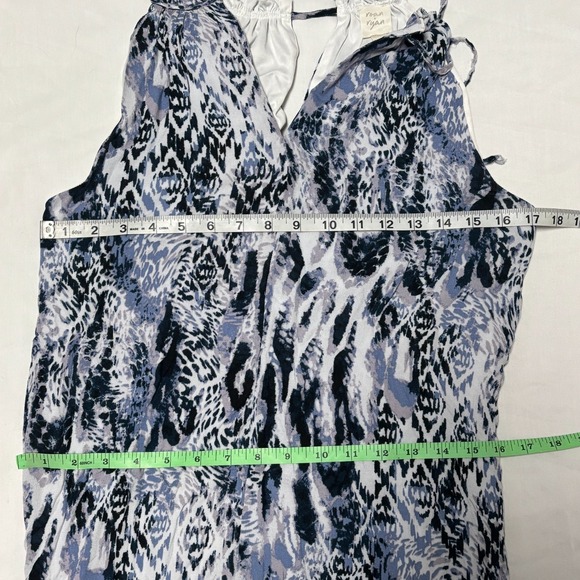 Roan + Ryan Womens S Maxi Dress Blue White Animal Print Tiered Spaghetti Strap - Picture 6 of 7